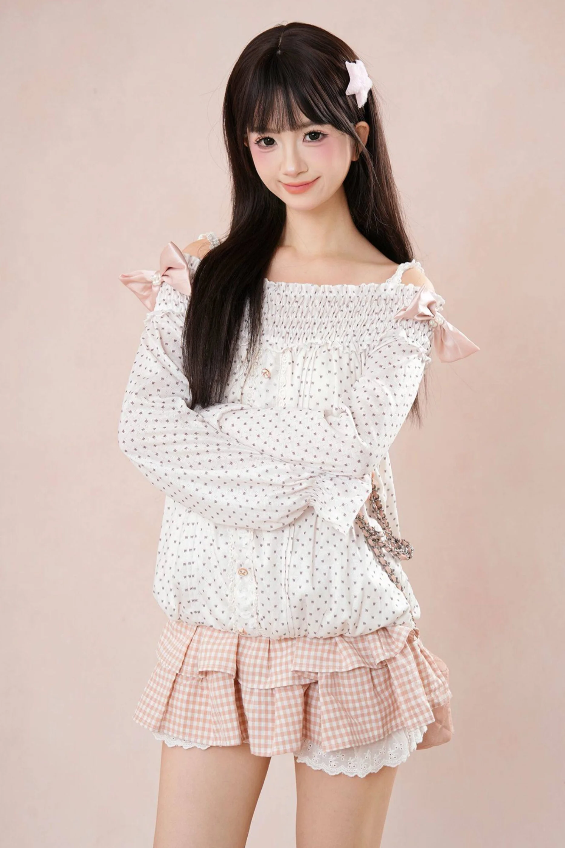 Polka Dot Balloon Sleeve Top + Cake Skirt - Image 3