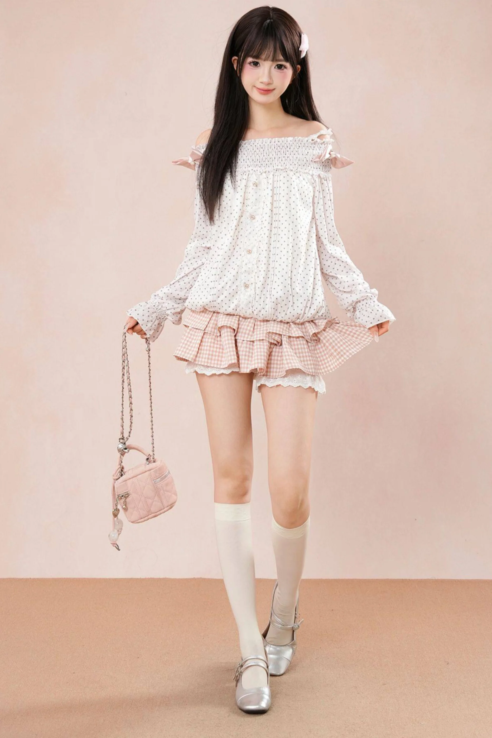 Polka Dot Balloon Sleeve Top + Cake Skirt - Image 8