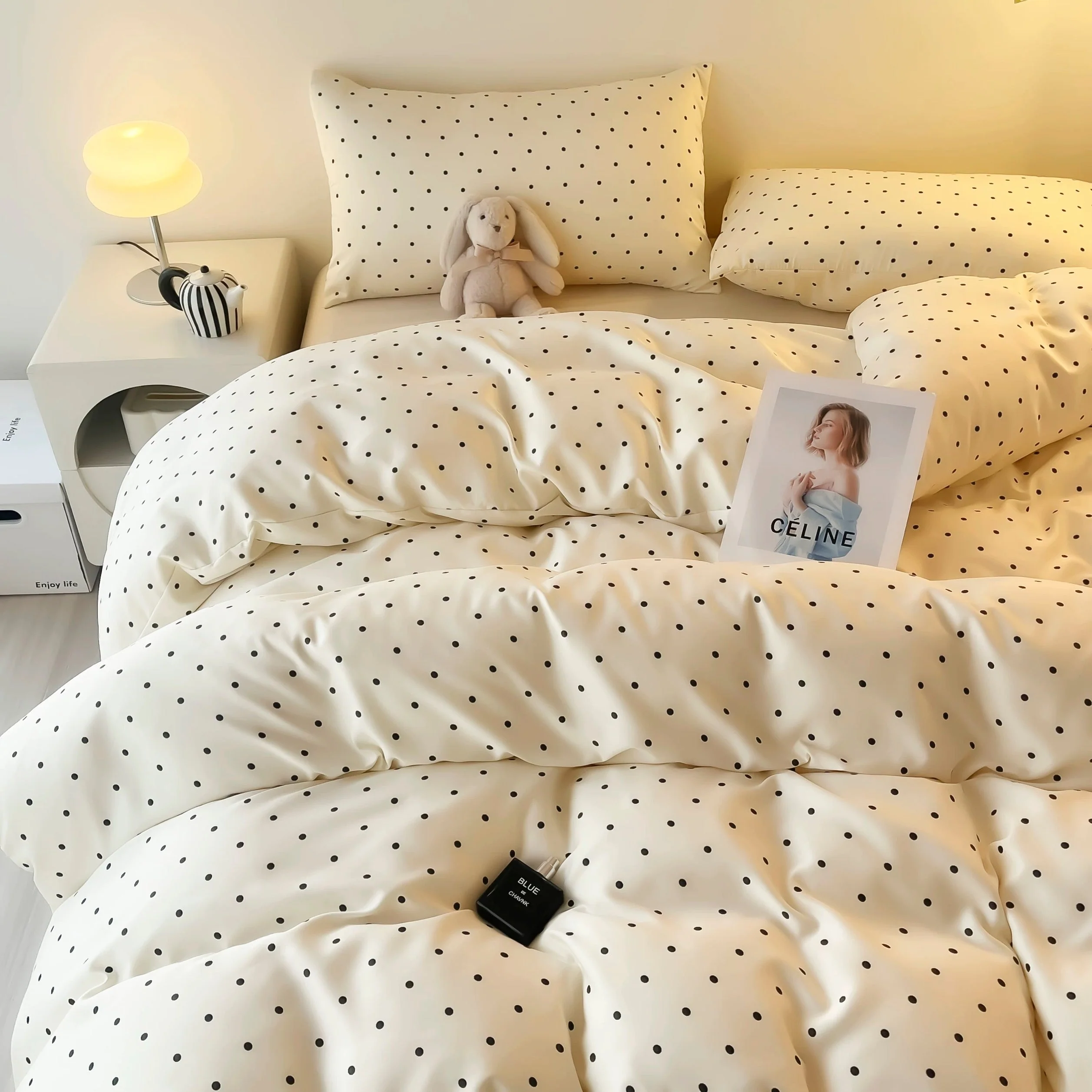 Polka Dot Satin Duvet Cover Set