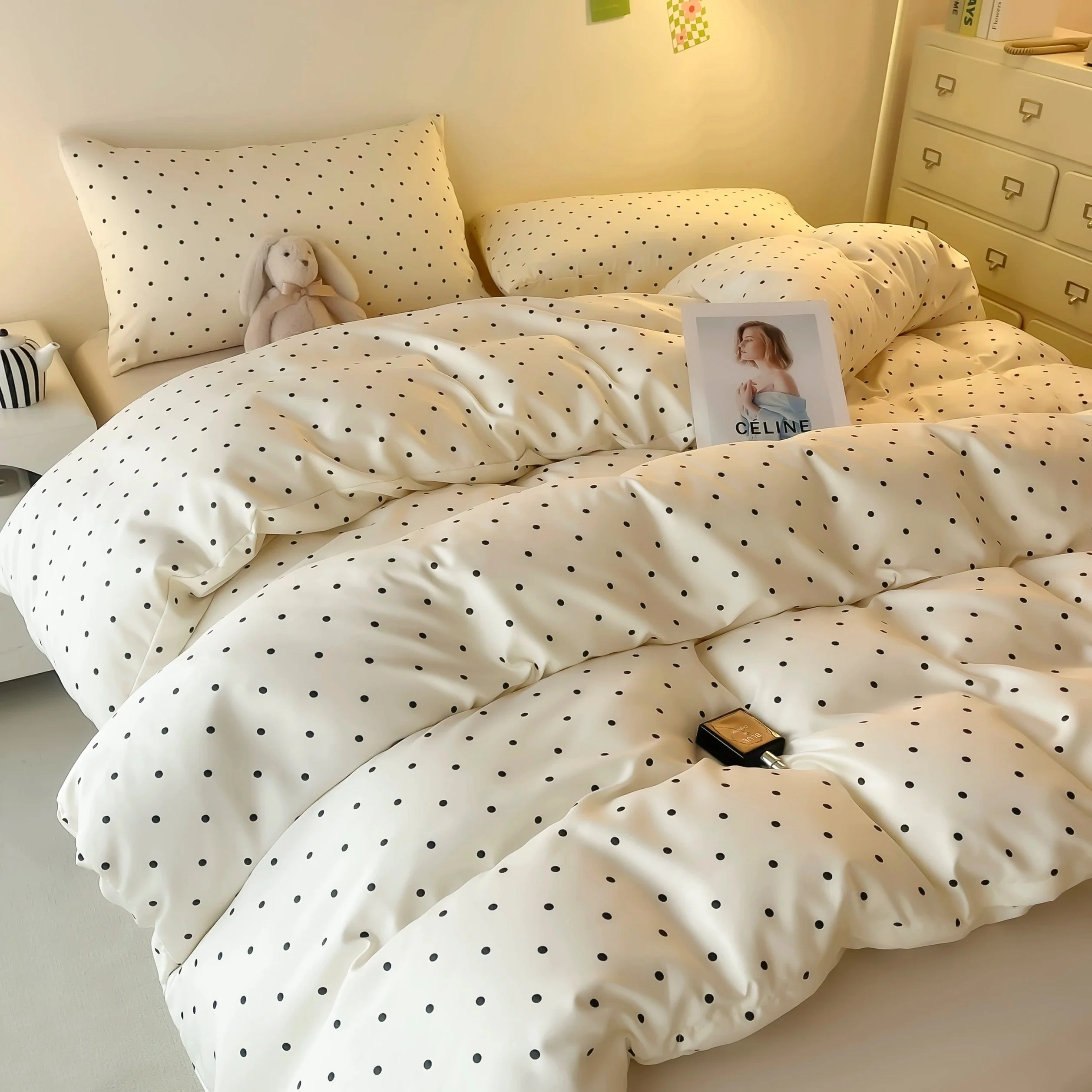 Polka Dot Satin Duvet Cover Set - Image 7