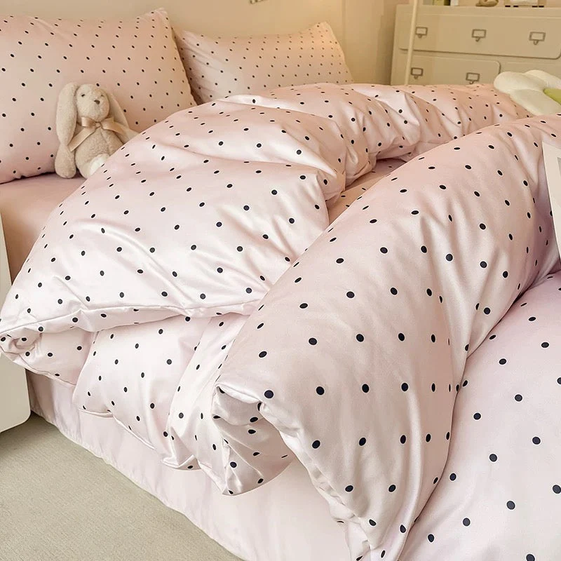 Polka Dot Satin Duvet Cover Set - Image 9