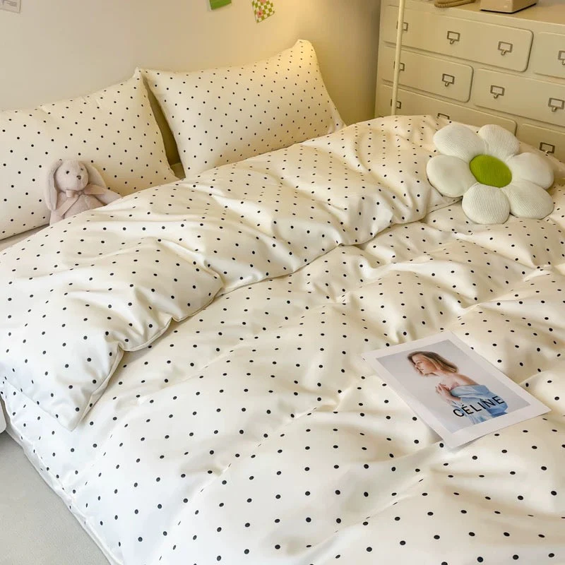 Polka Dot Satin Duvet Cover Set - Image 3
