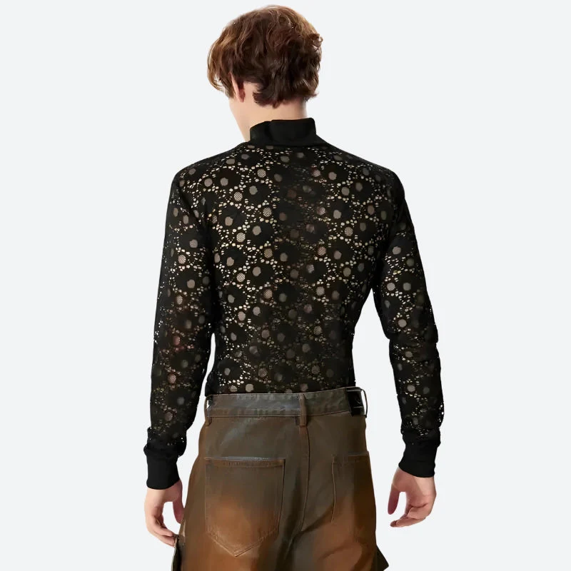 Polka Dots Lace Sheer Top - Image 2