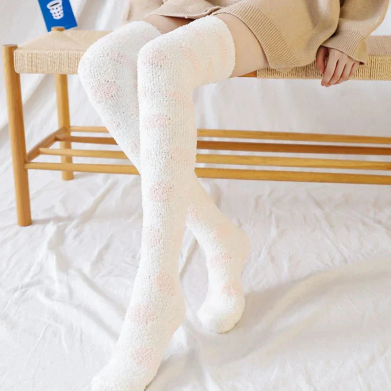 Polkadot Fuzzy Thigh Highs - Image 4