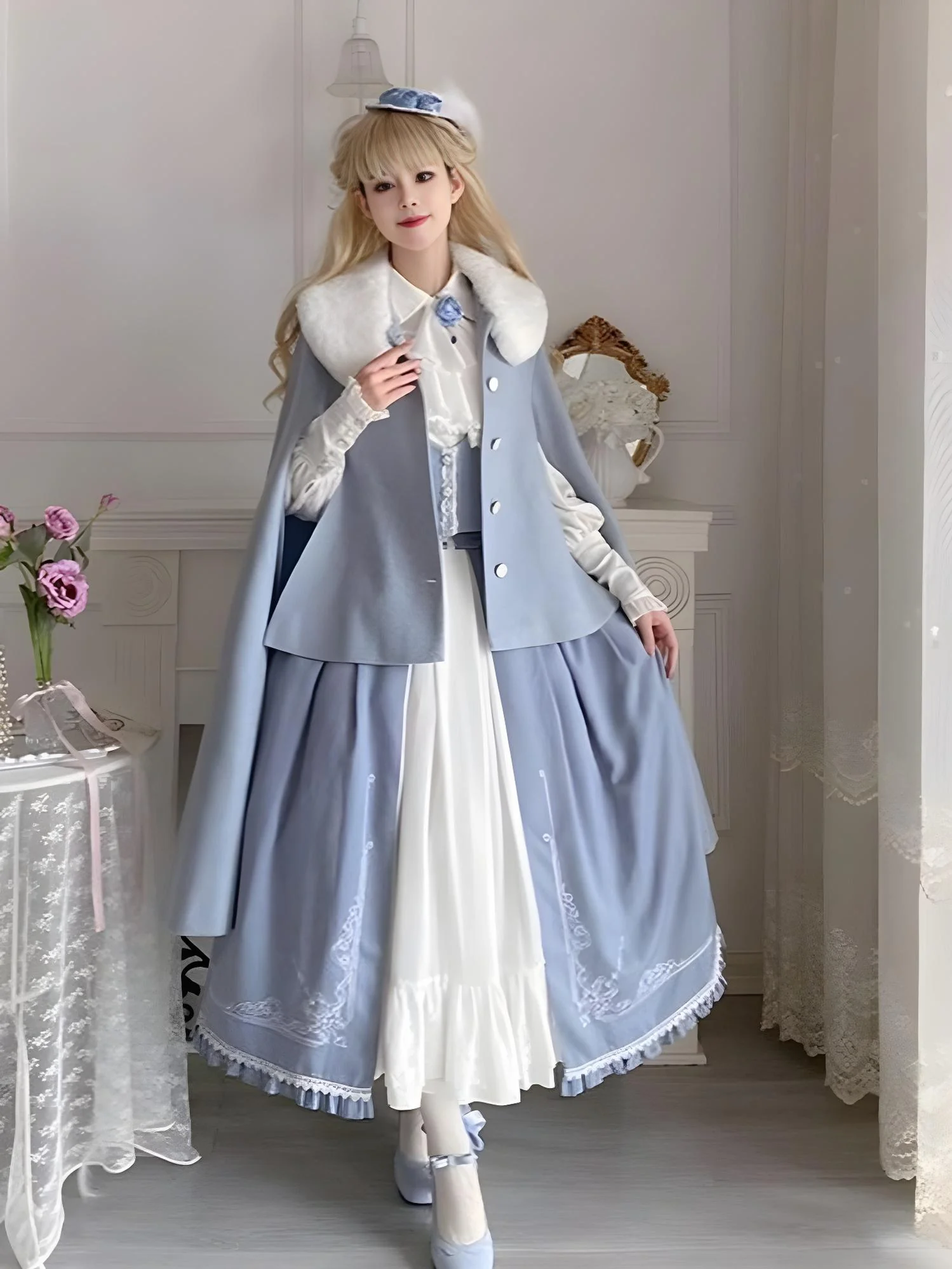 Polyhymnia~Miss Leisha~Classic Lolita Skirt Set Elegant Winter Cape - Image 11