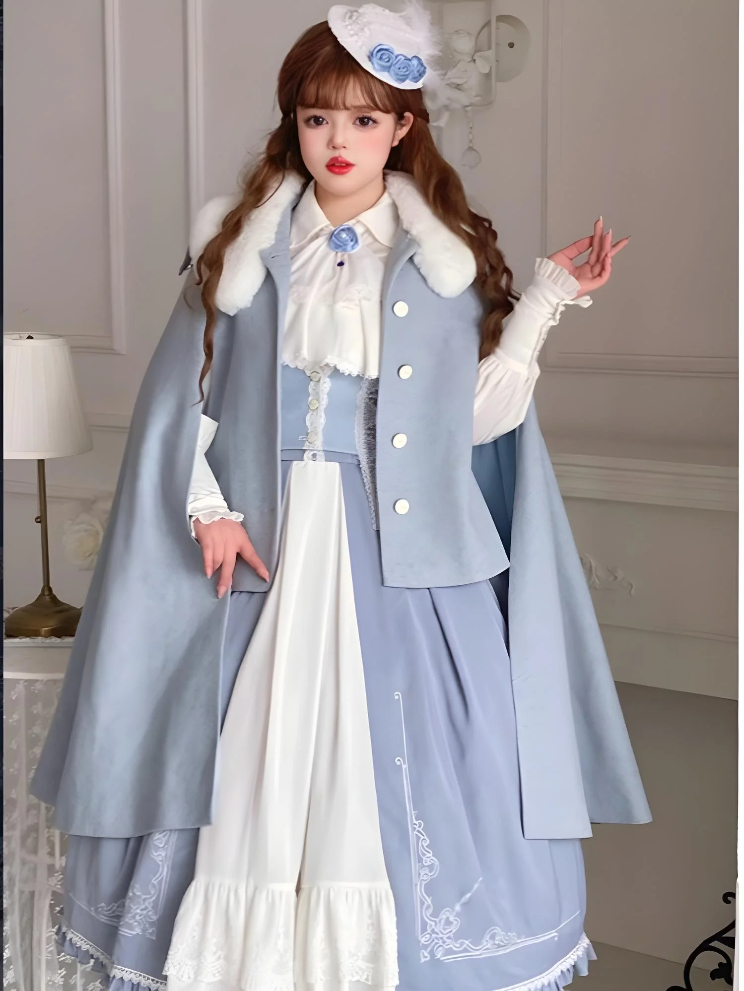 Polyhymnia~Miss Leisha~Classic Lolita Skirt Set Elegant Winter Cape - Image 6