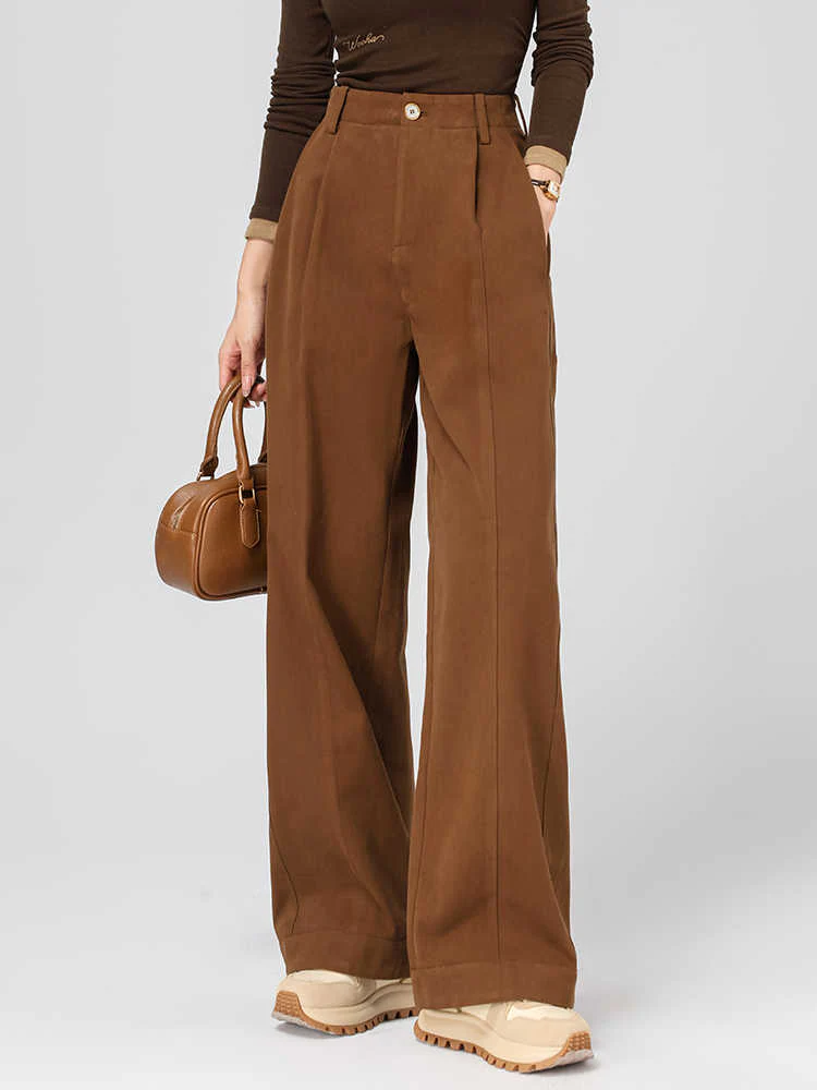 Preppy Aesthetic Cotton Wide-leg Pants - Image 3
