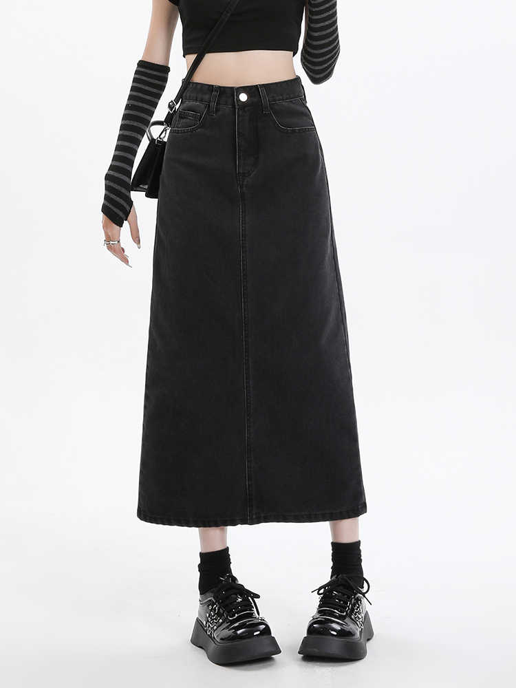 Preppy Aesthetic Mid-length Denim Skirt - Image 5