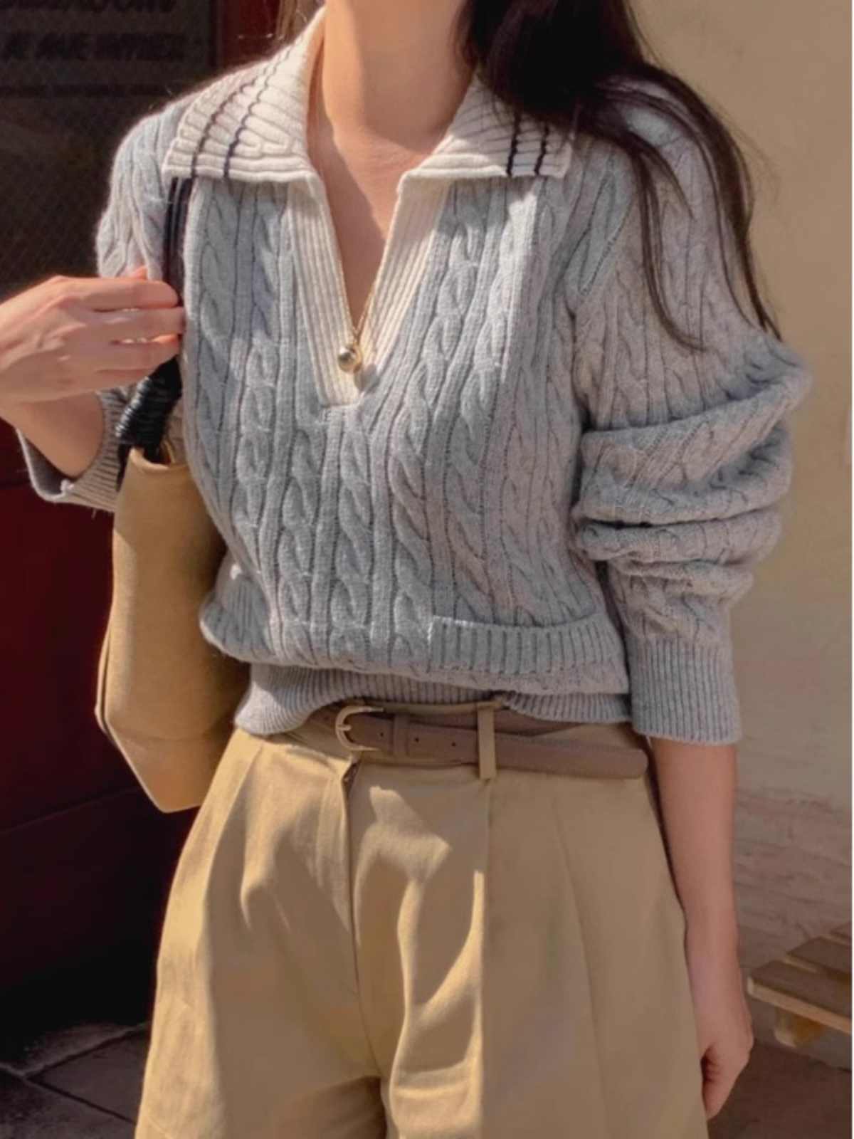 Preppy Aesthetic Twist Sweater - Image 2