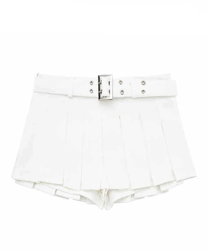 Preppy Belt Pleated Mini Skirt - Image 5
