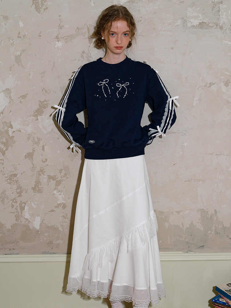 Preppy Bow Lace Coquette Sweatshirt - Image 4