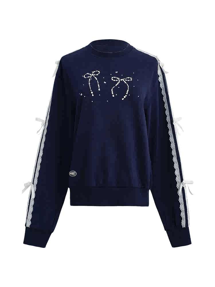 Preppy Bow Lace Coquette Sweatshirt - Image 5