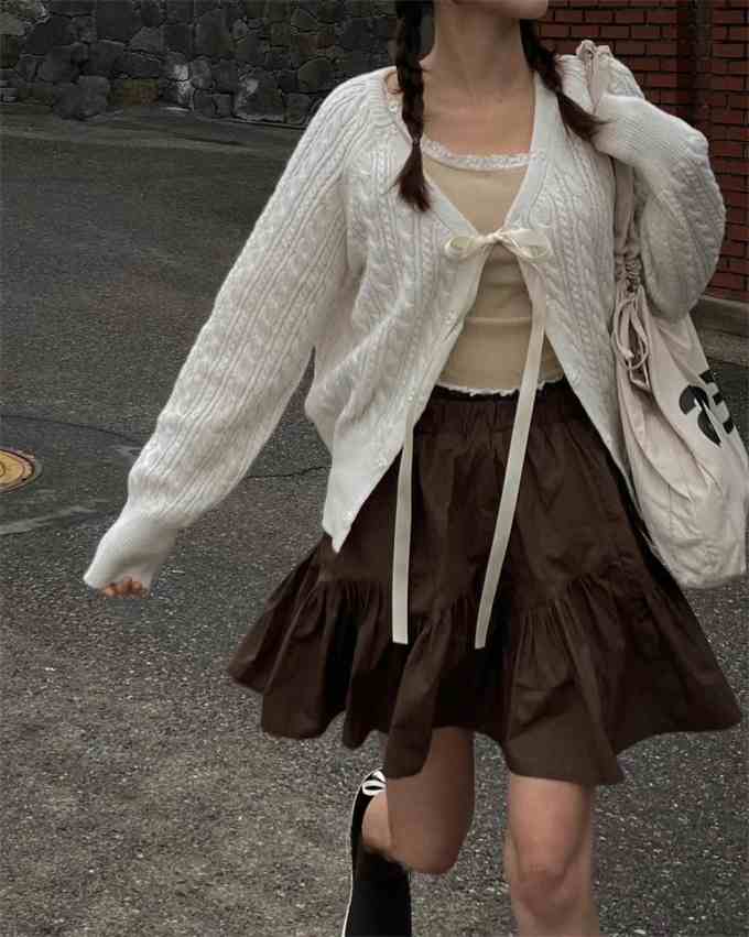 Preppy Bow Tie Coquette Knitted Cardigan - Image 8