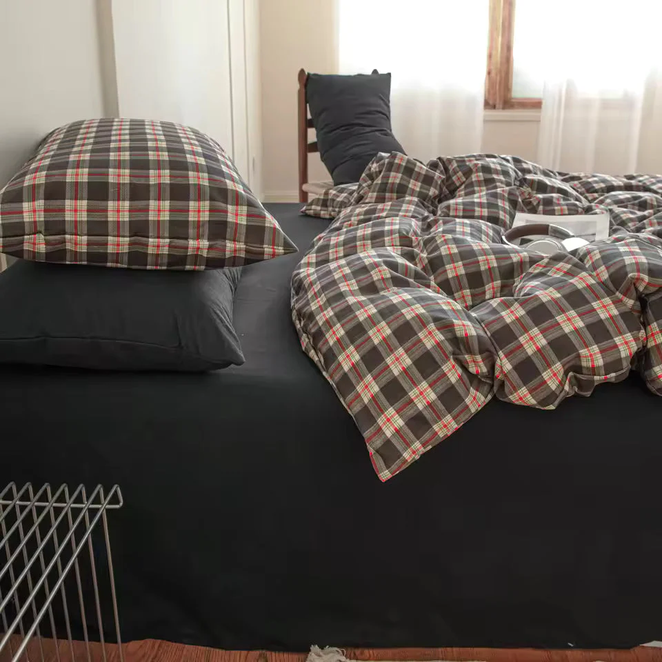 Preppy Brown Plaid Duvet Cover Set - Image 3