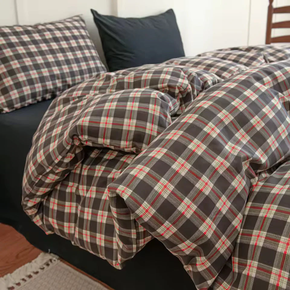 Preppy Brown Plaid Duvet Cover Set - Image 4