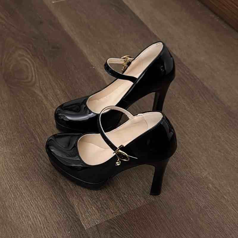Preppy Buckle Mary Jane High Heels - Image 10