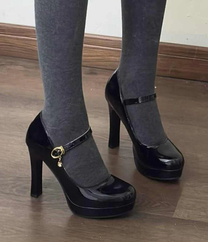 Preppy Buckle Mary Jane High Heels - Image 2