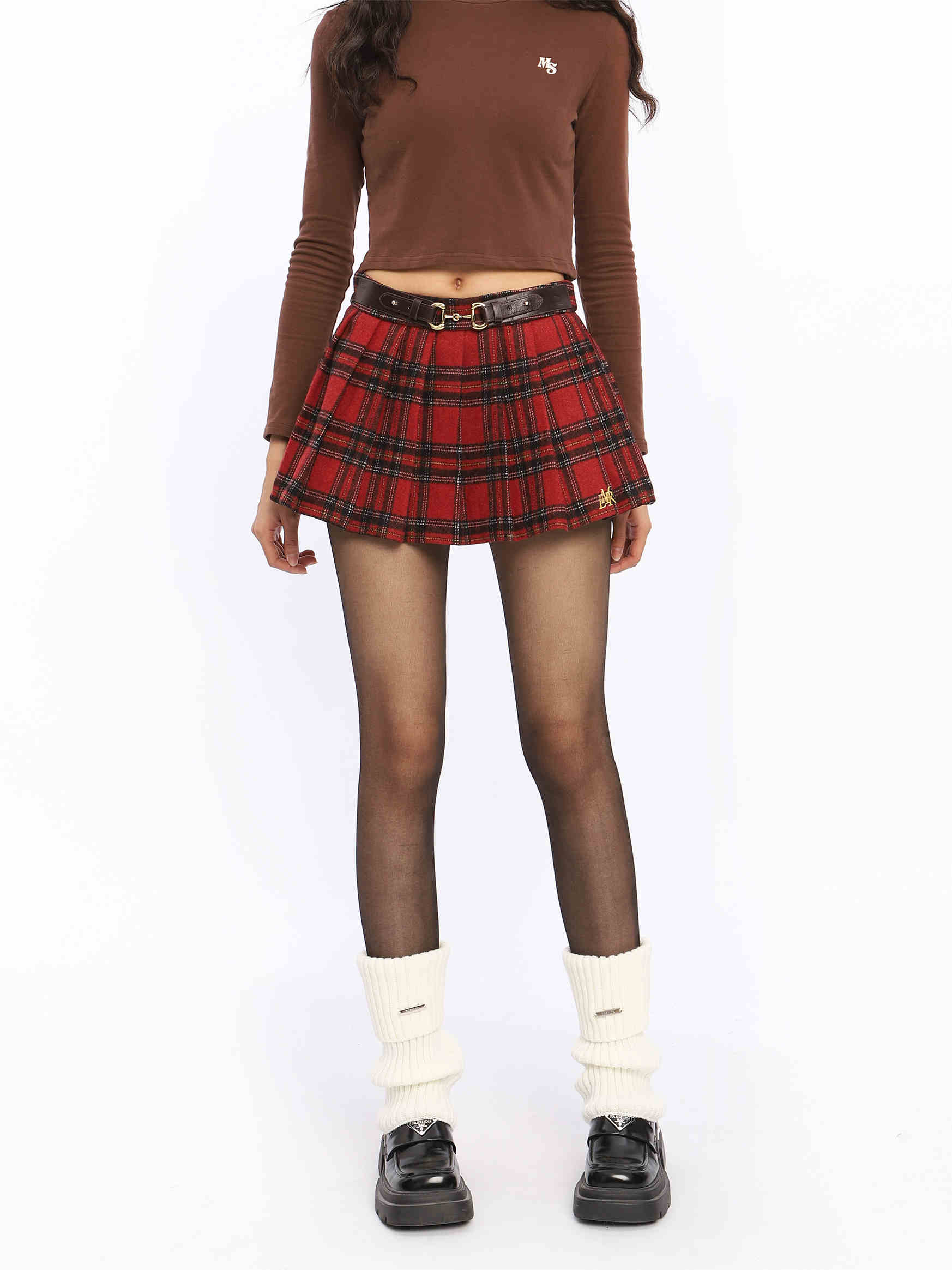 Preppy Classic Plaid A-line Skirt - Image 5