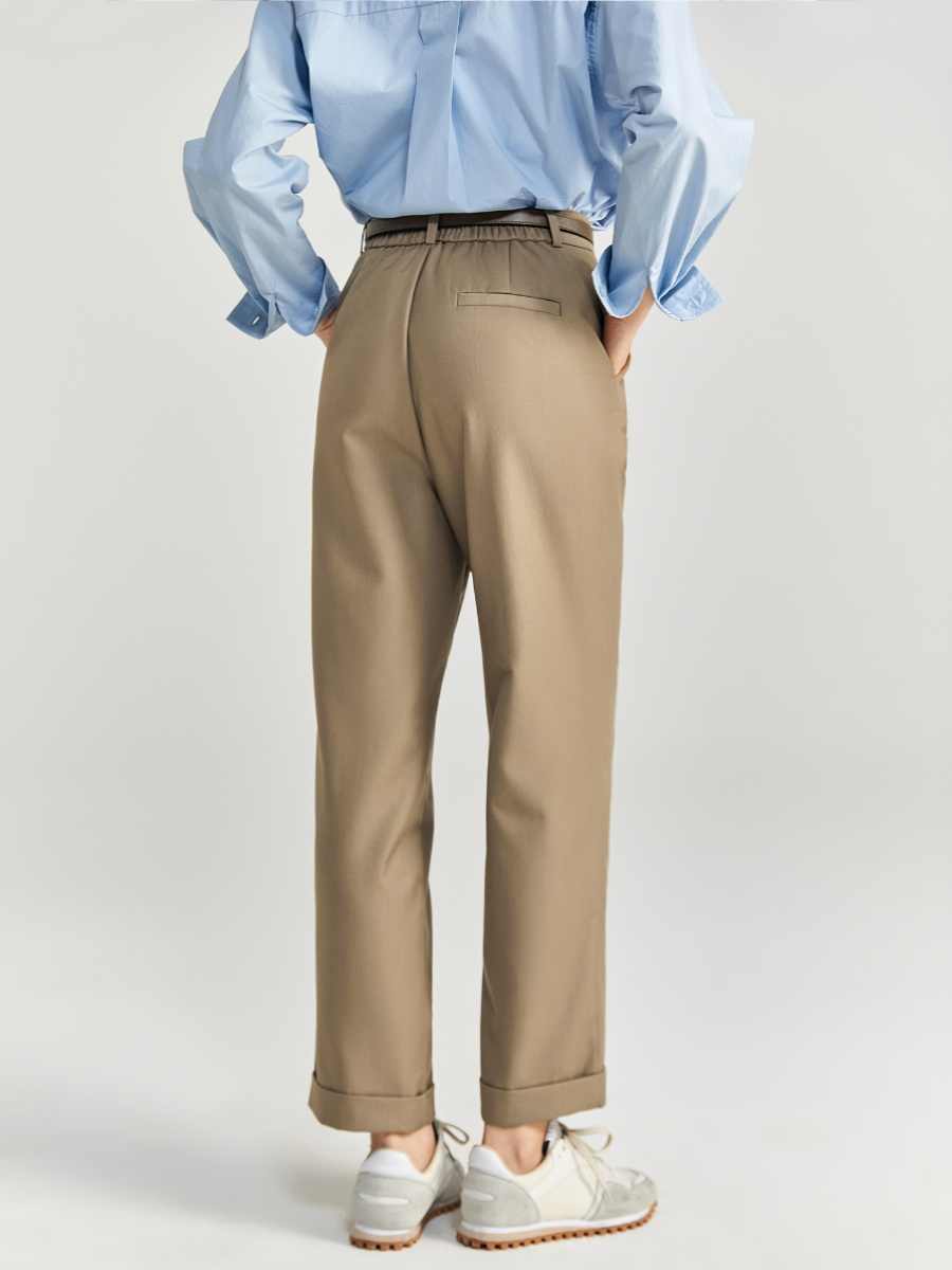 Preppy High-waisted Loose Straight Pants - Image 2