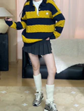 Preppy Loose Striped Retro Sweater - Image 2