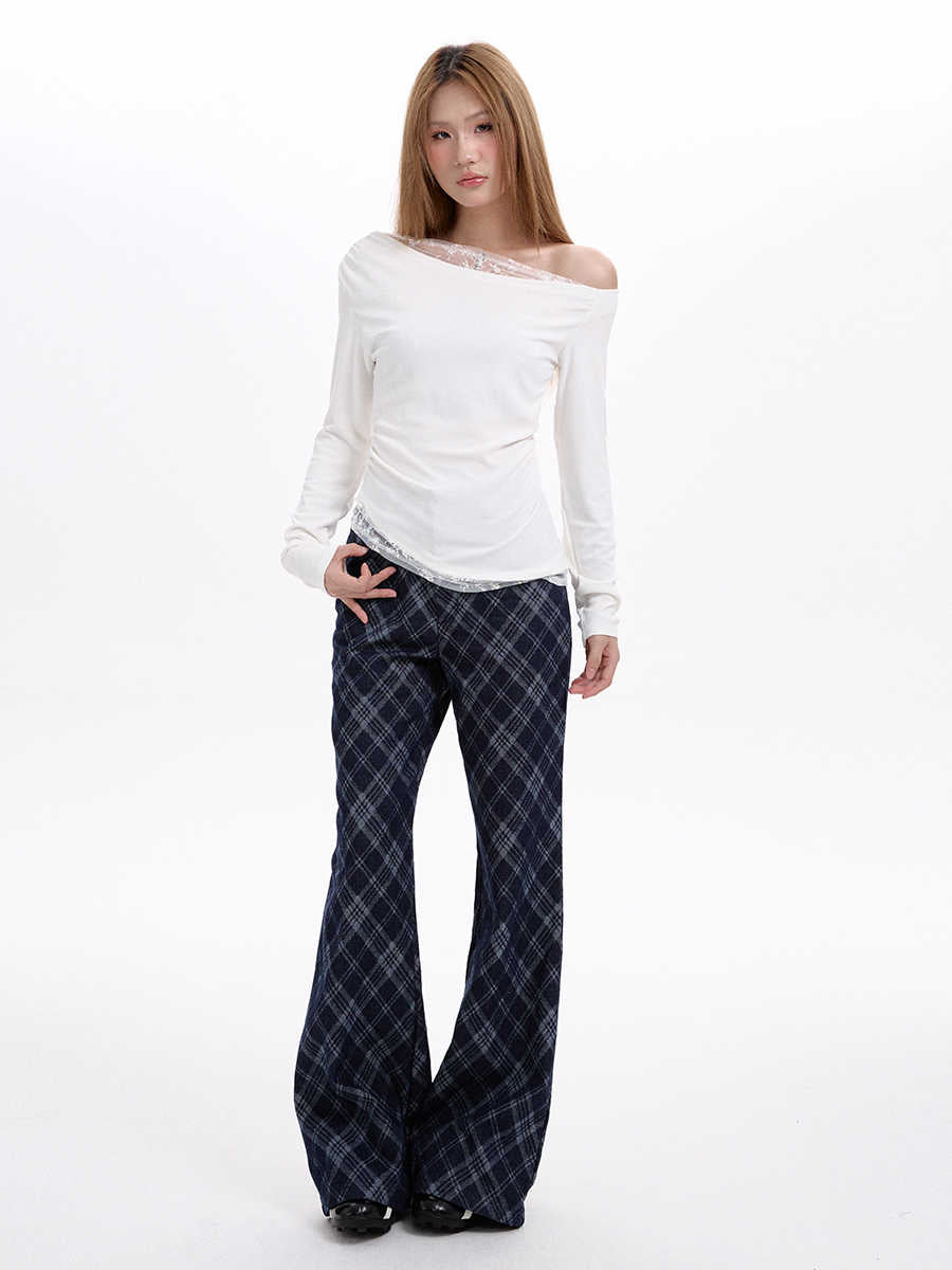 Preppy Plaid Wide-leg Pants - Image 4