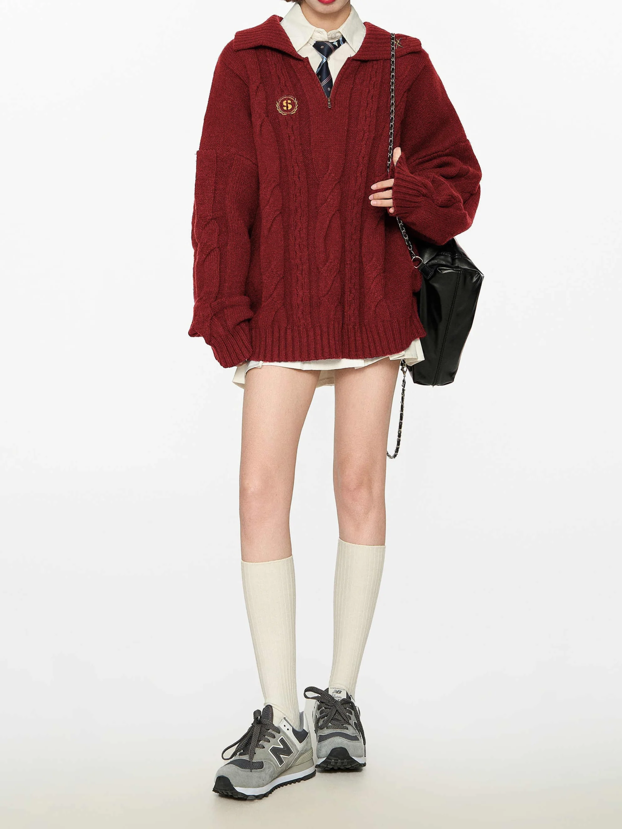 Preppy Polo Lapel Thickened Sweater - Image 3