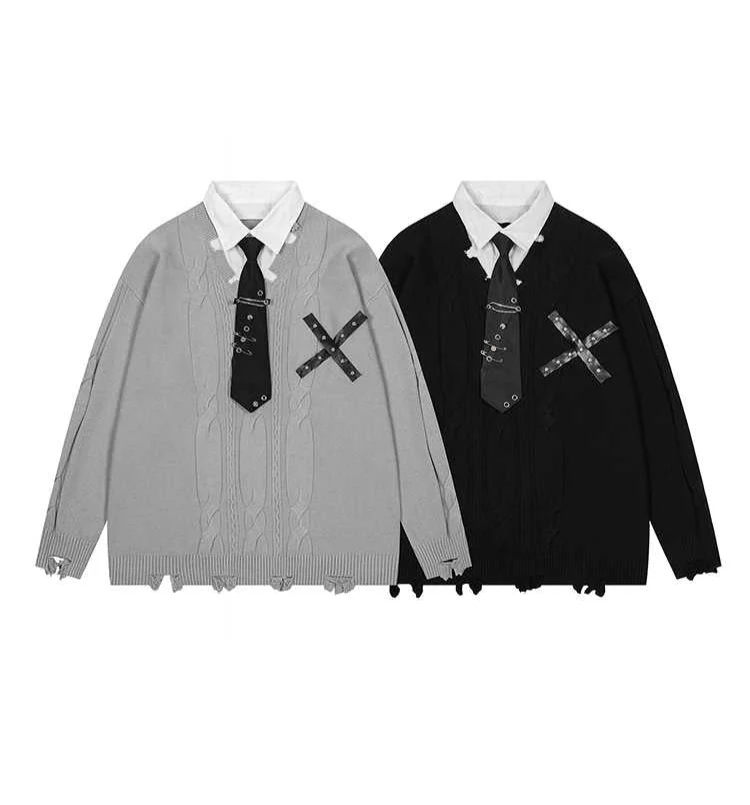 Preppy Polo Tie Sweater - Image 7