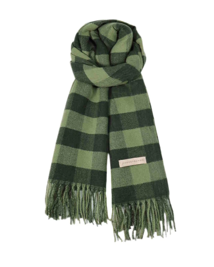Preppy Retro Green Plaid Scarf - Image 2