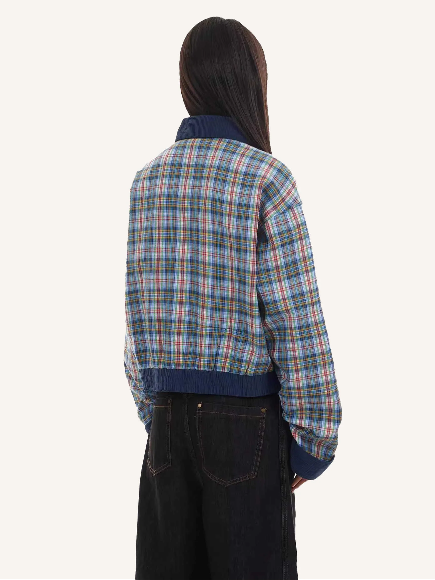 Preppy Retro Heart Plaid Jacket - Image 4