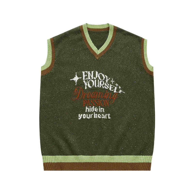 Preppy Retro Letters Knit Vest - Image 3