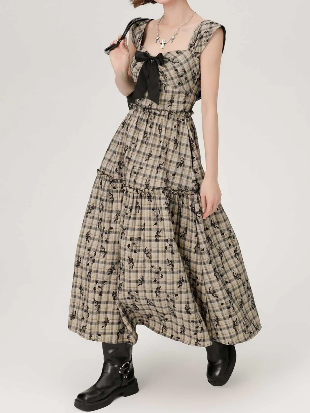 Preppy Retro Plaid Dress - Image 2