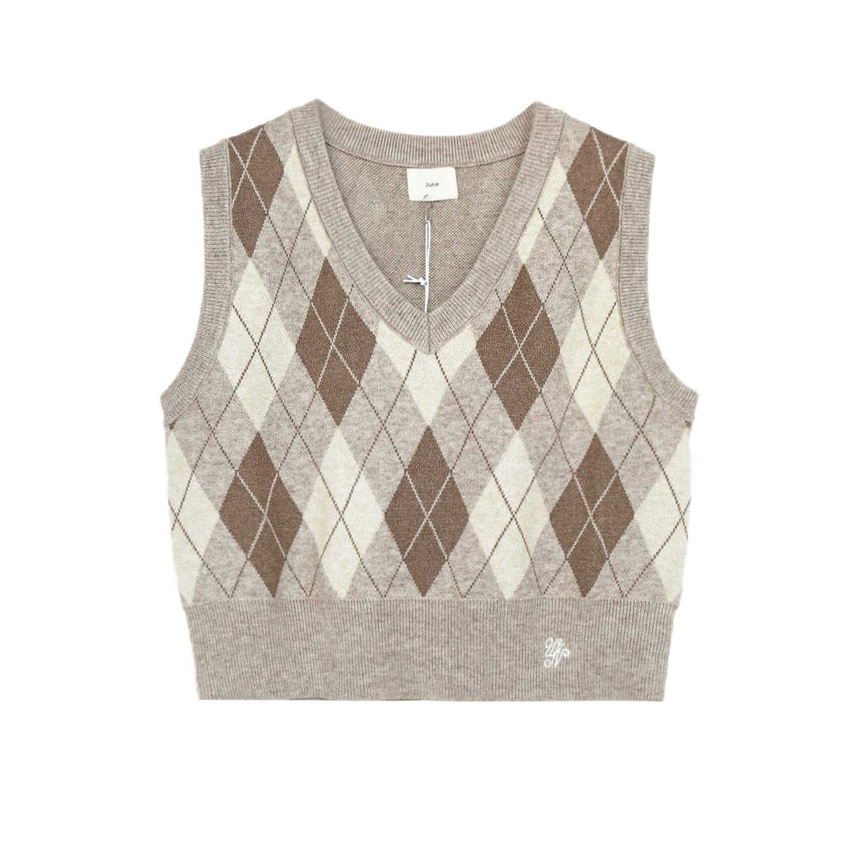 Preppy Rhombus V-neck Knitted Vest - Image 2