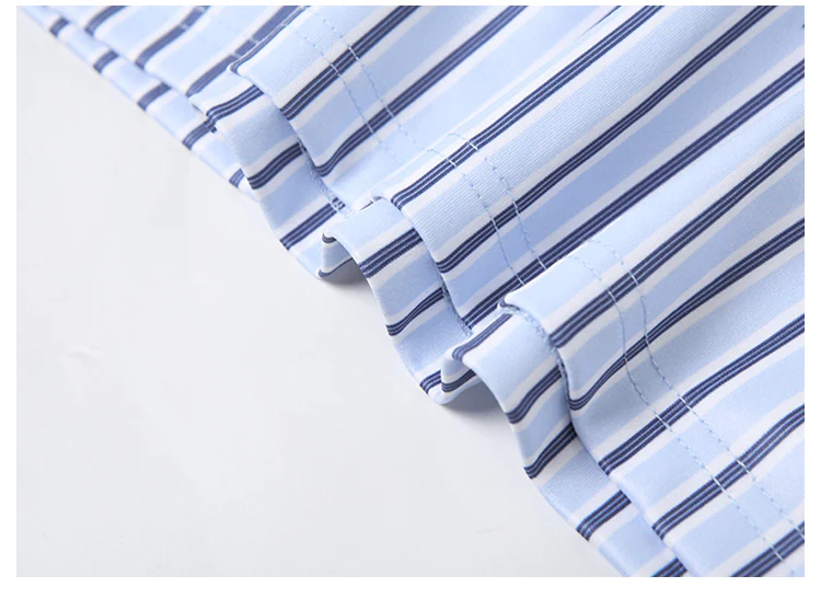 Preppy Sporty Blue Striped Lapel Long-sleeved Shirt - Image 6