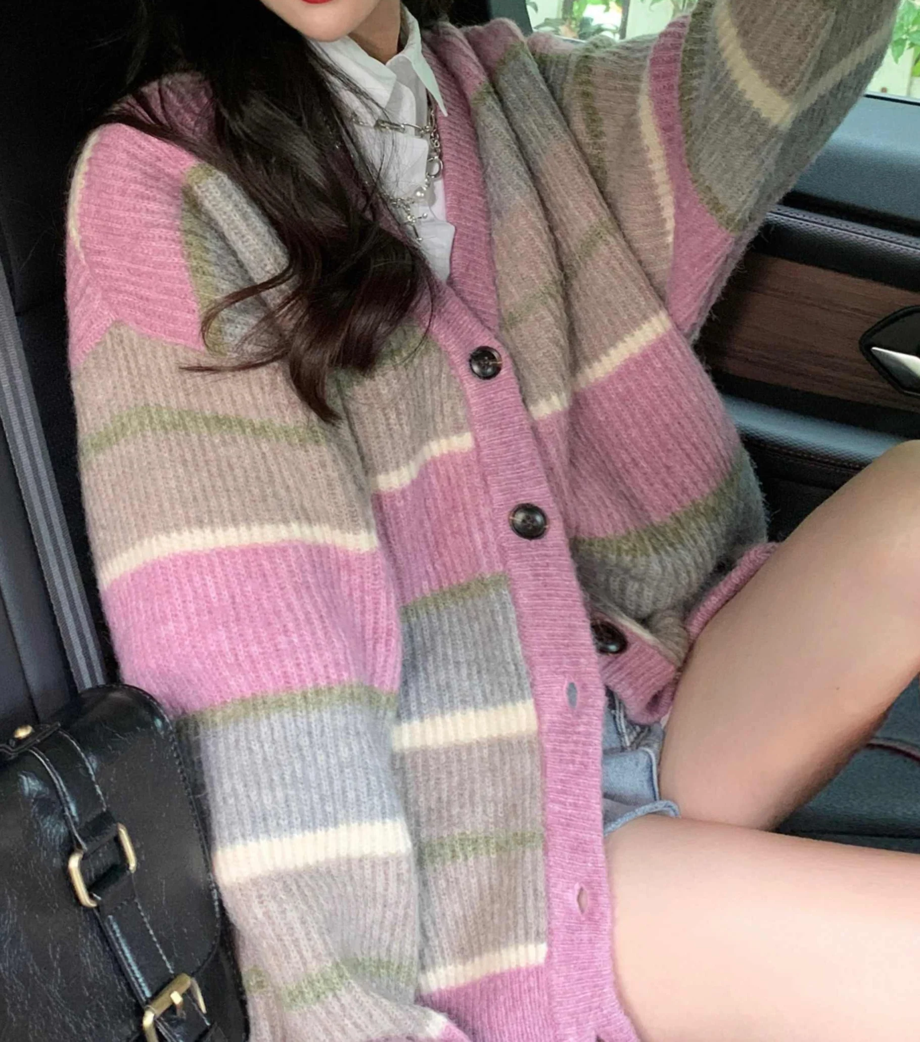 Preppy Striped Milk Sweater - Image 3
