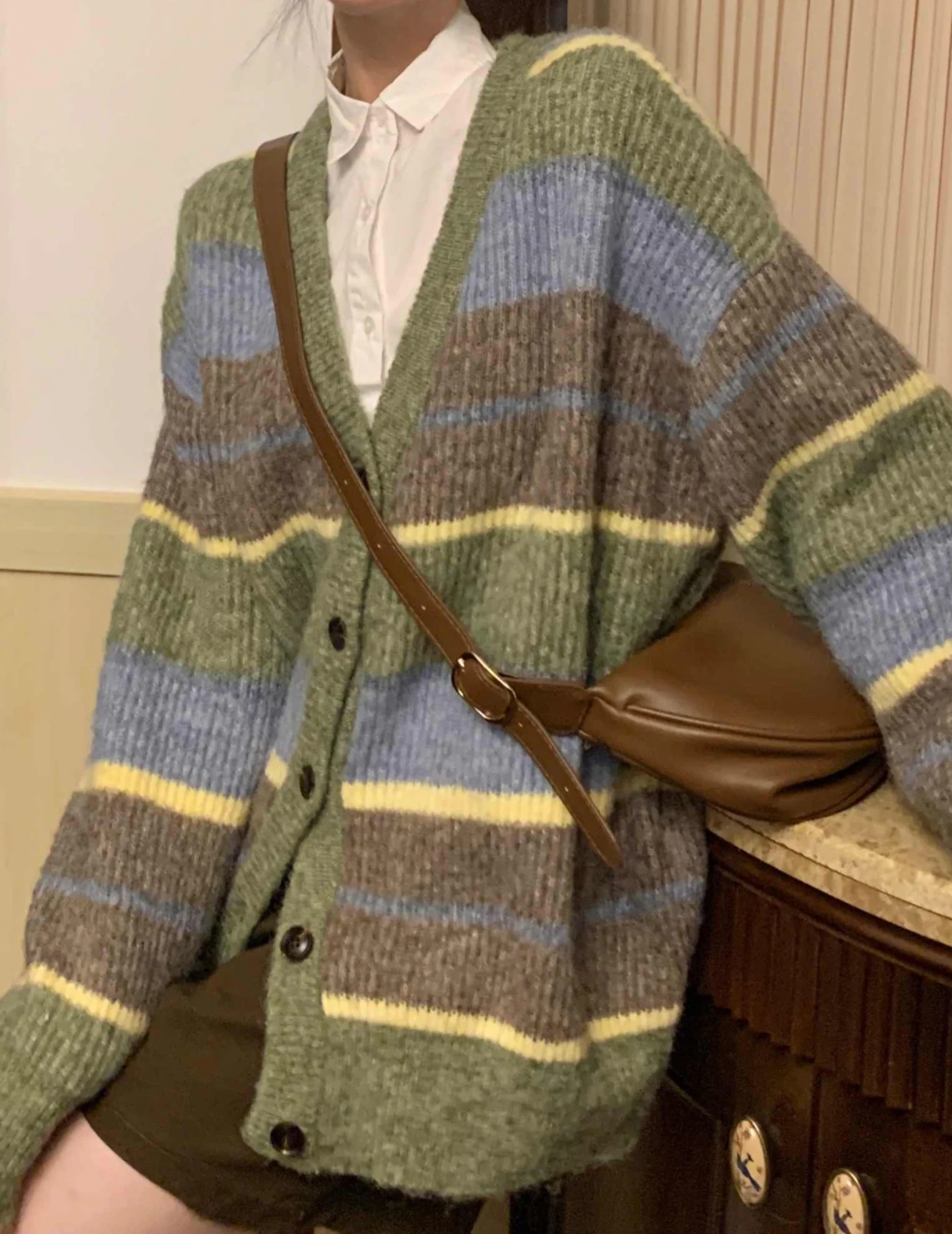 Preppy Striped Milk Sweater - Image 4