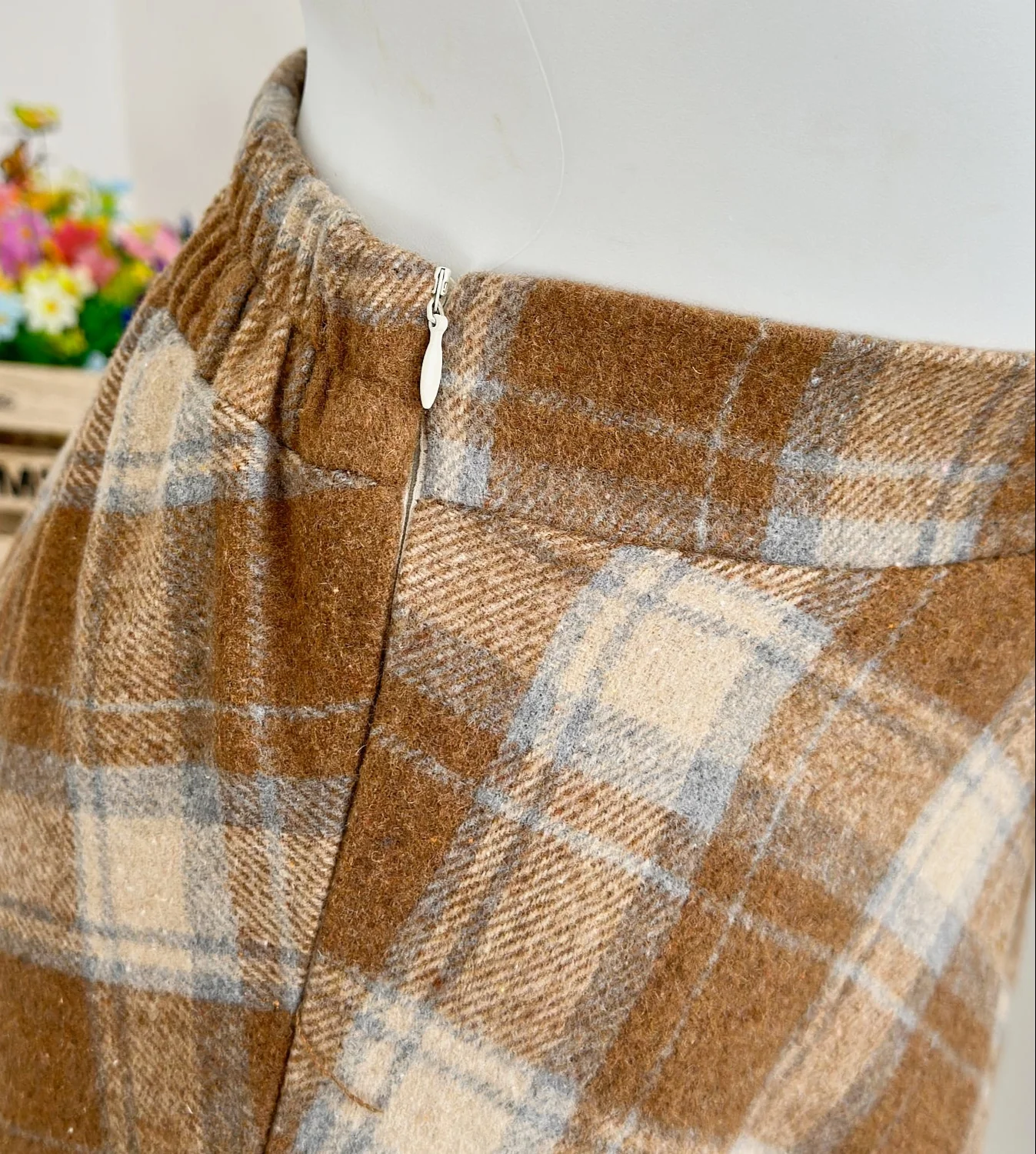 Preppy Sweater Cape Top Plaid Skirt Set - Image 5