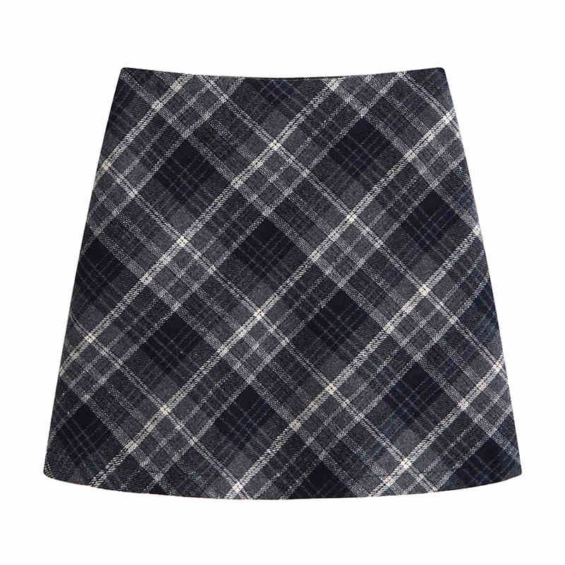 Preppy Woolen Plaid Skirt - Image 4