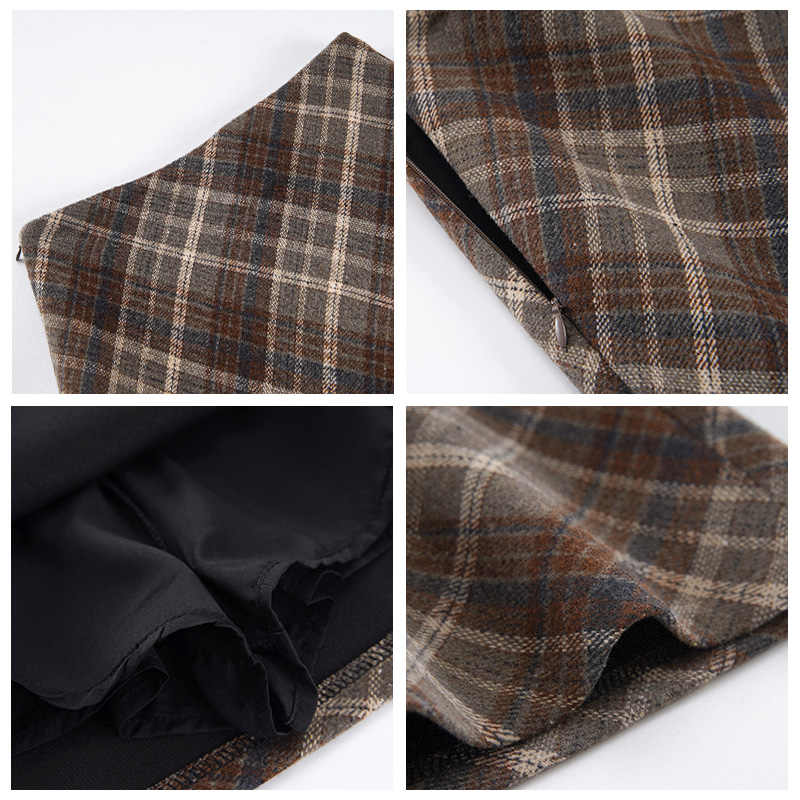 Preppy Woolen Plaid Skirt - Image 5