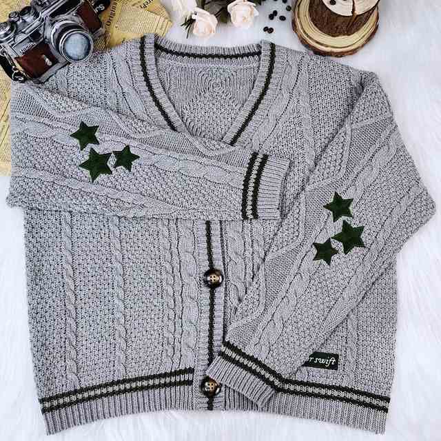Preppy Y2K Stars Loose Knit Cardigan - Image 4