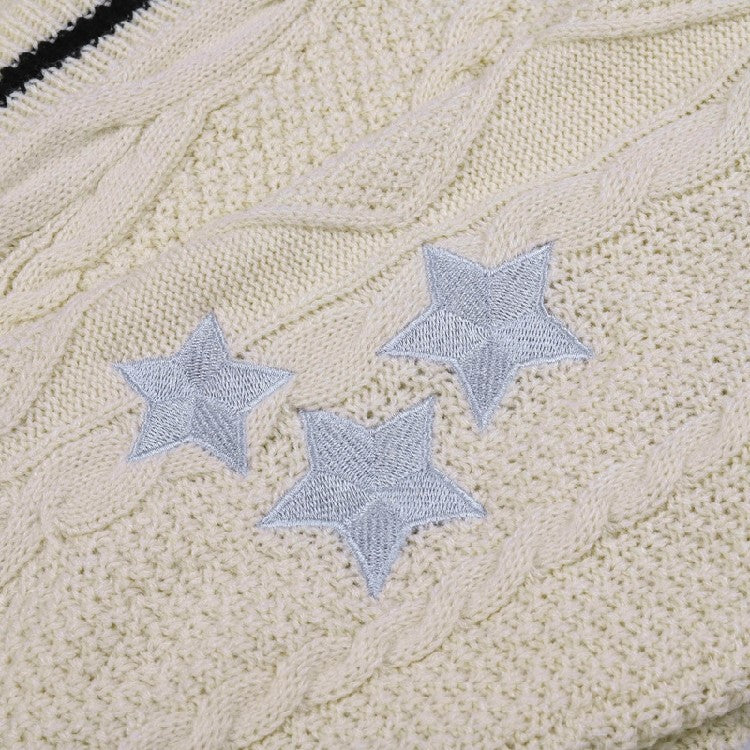 Preppy Y2K Stars Loose Knit Cardigan - Image 7