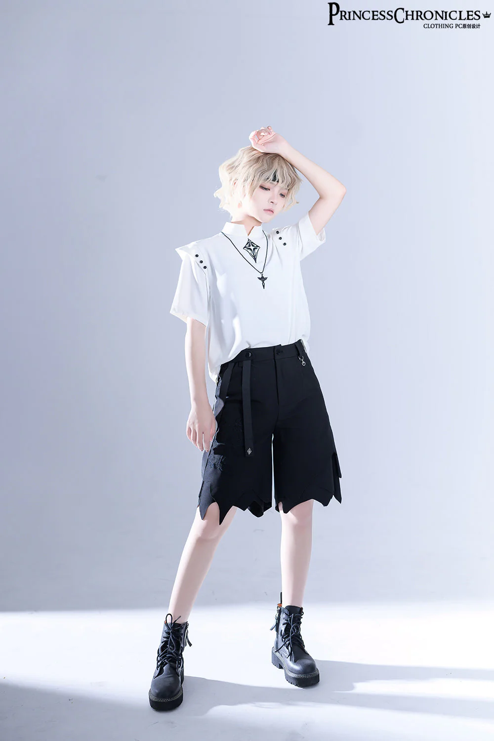 Princess Chronicles~Embroidered White Ouji Lolita Shirt - Image 4