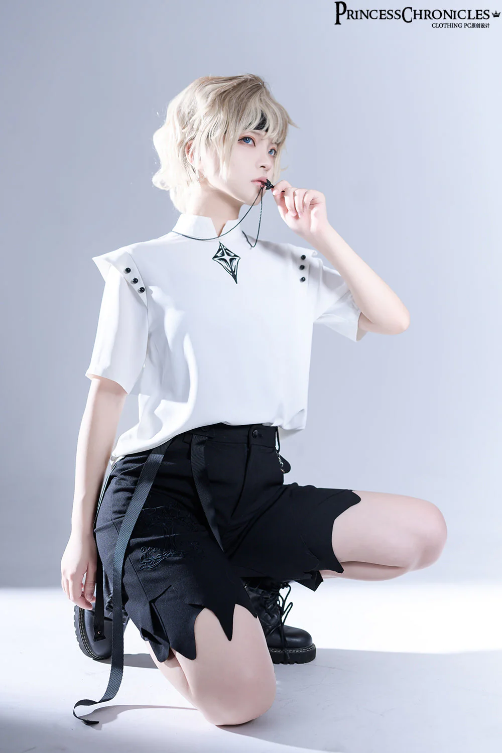 Princess Chronicles~Embroidered White Ouji Lolita Shirt - Image 7