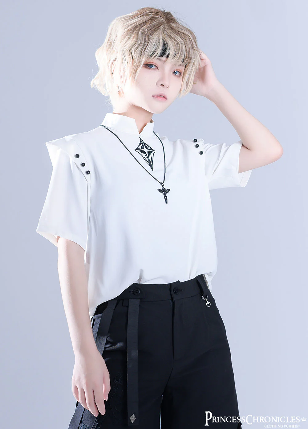 Princess Chronicles~Embroidered White Ouji Lolita Shirt - Image 9