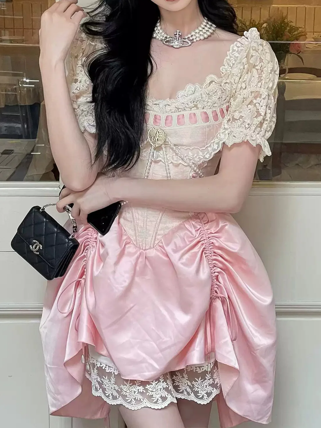 Princess Pink Fishbone Dress - Image 4