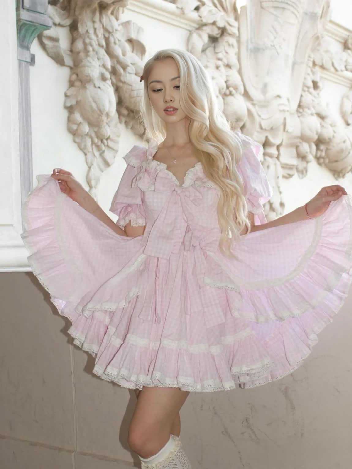 Princess Puff-sleeved Ruffled Dress - Image 3