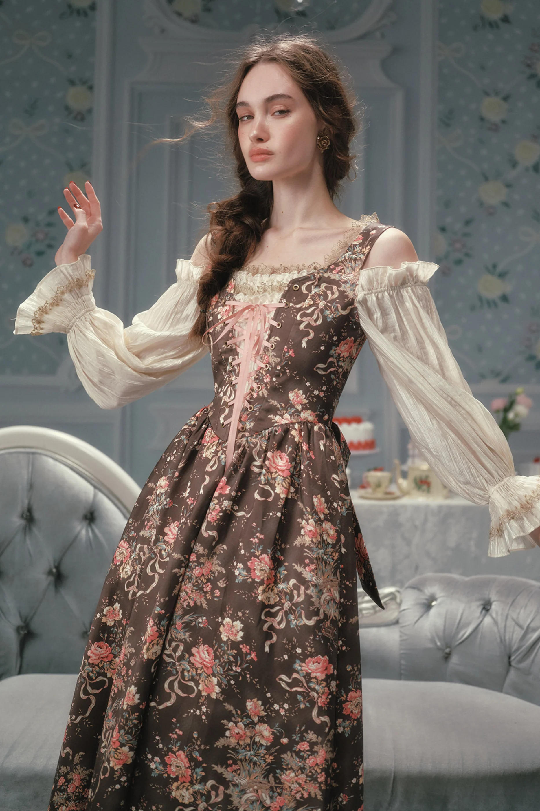 French Vintage Floral Art Dress - Image 10