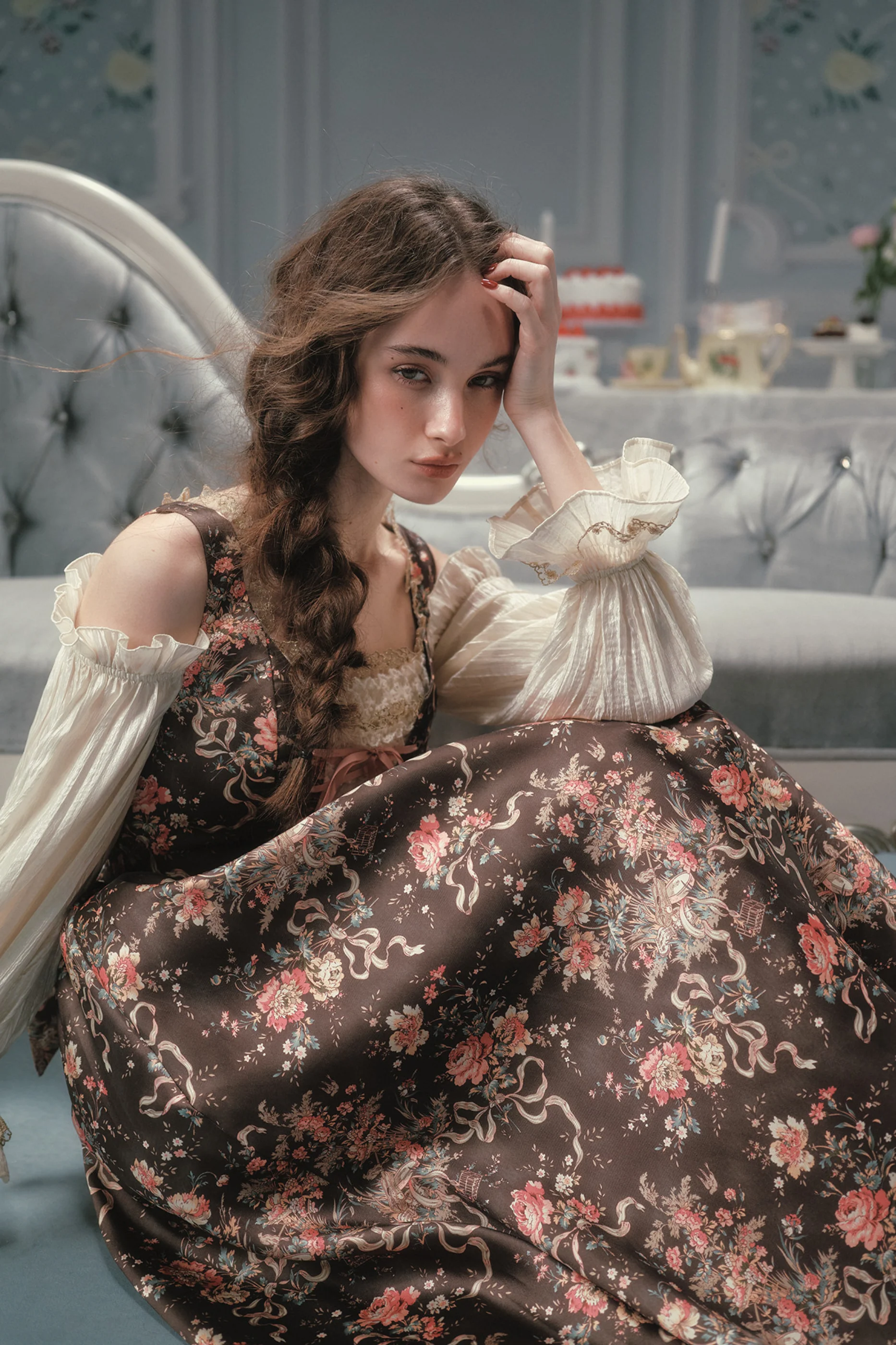 French Vintage Floral Art Dress - Image 3