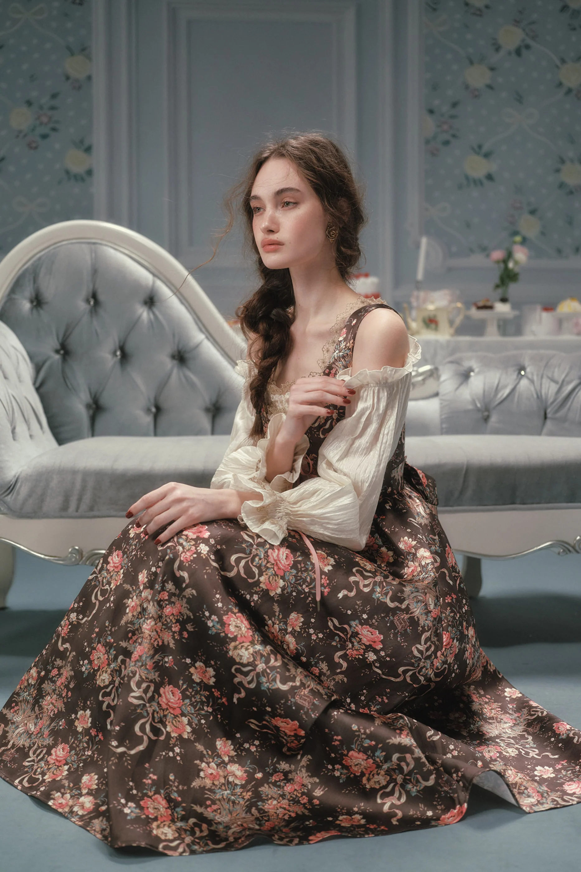 French Vintage Floral Art Dress - Image 8