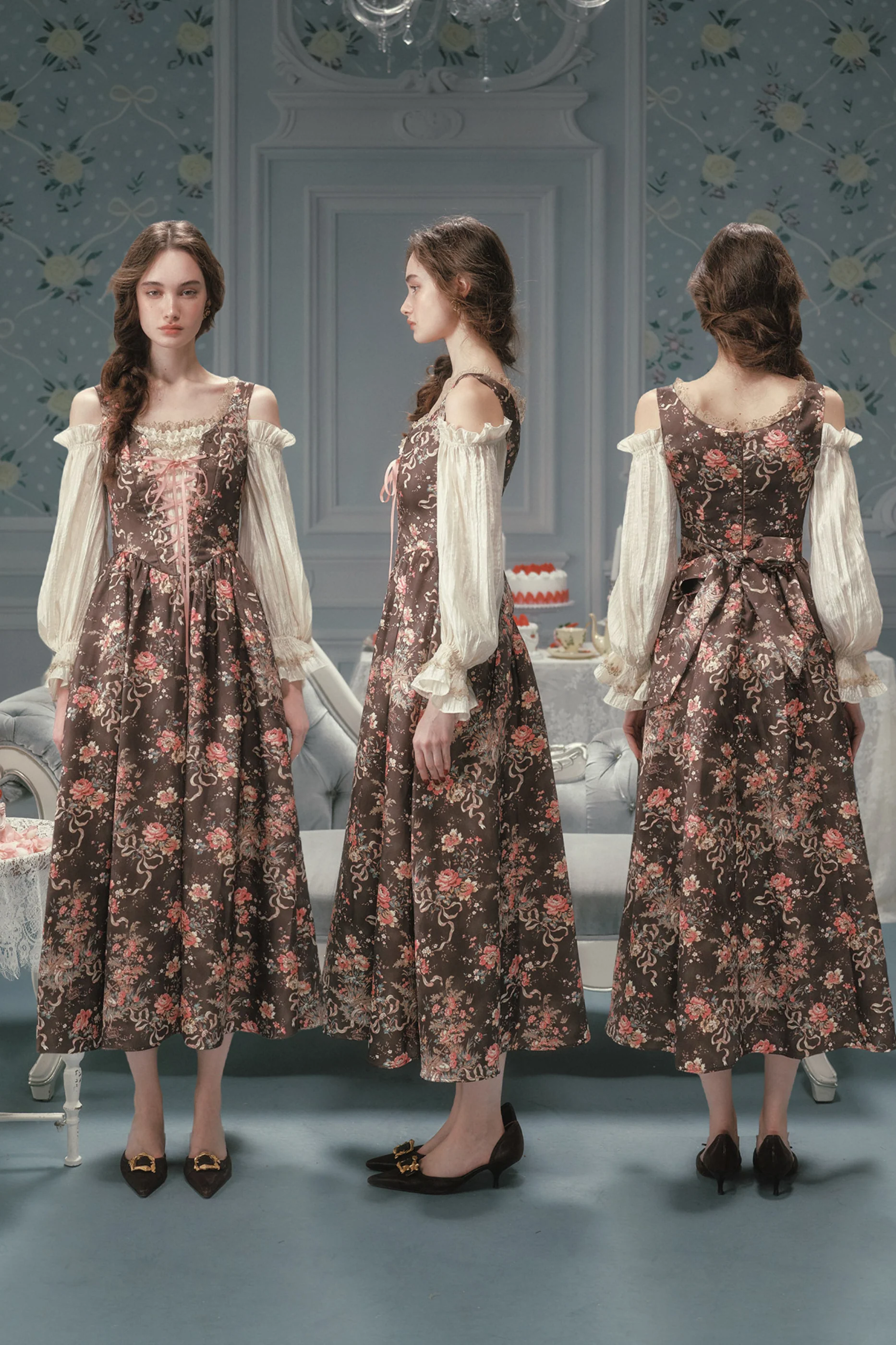 French Vintage Floral Art Dress - Image 5