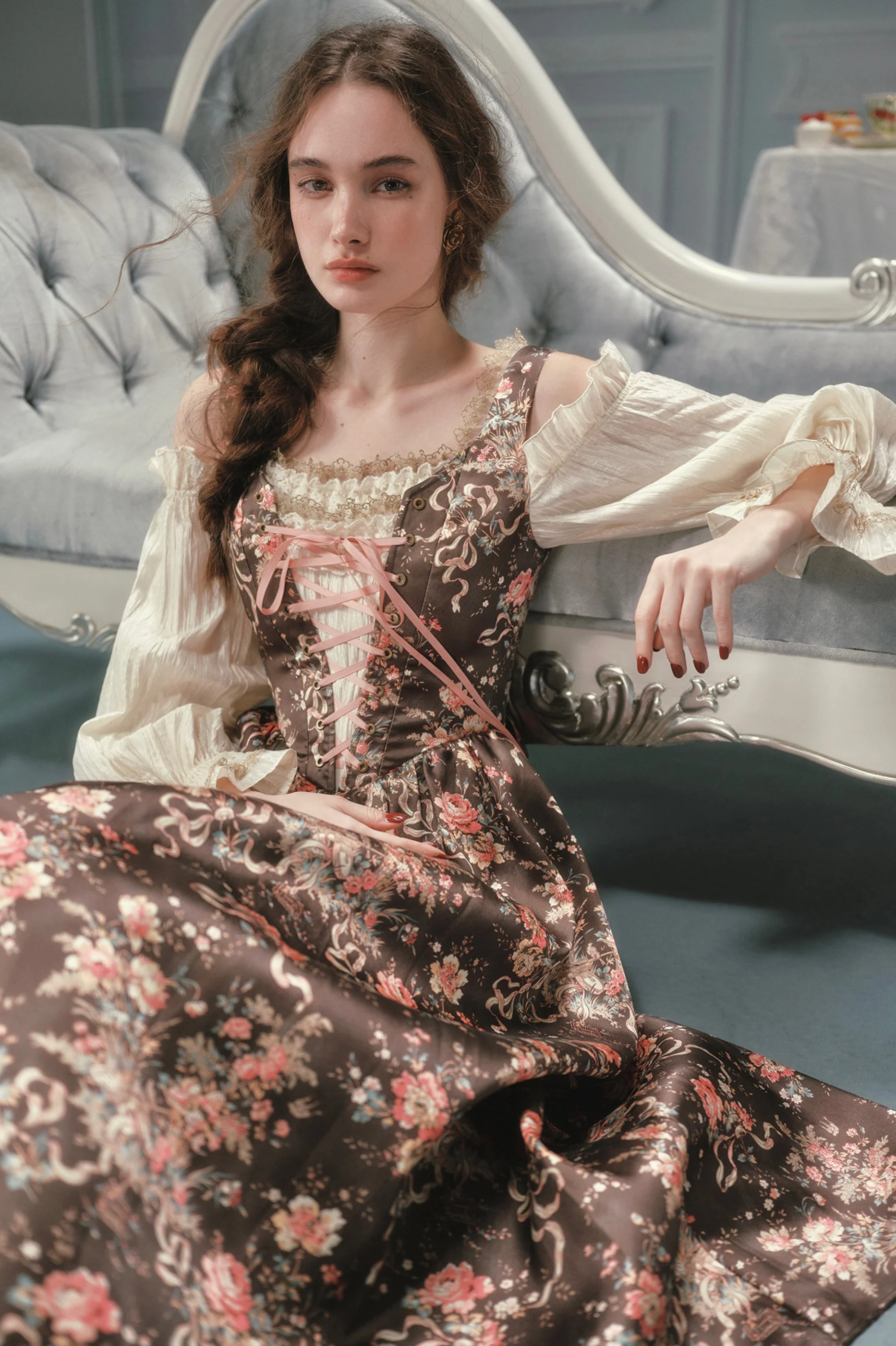 French Vintage Floral Art Dress - Image 6
